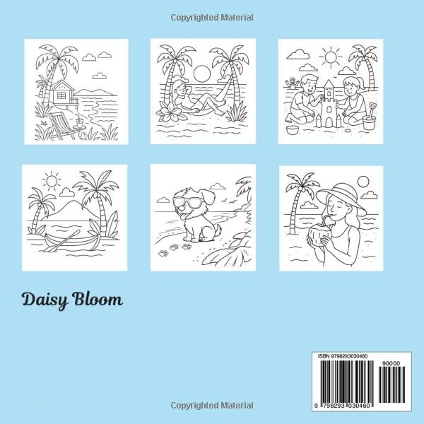 Tropical Summer Fun: A Relaxing Bold and Easy Coloring Book For Adults, Kids and Seniors with Trees, Flowers, Food, Beautiful Landscapes and Beach Vibes