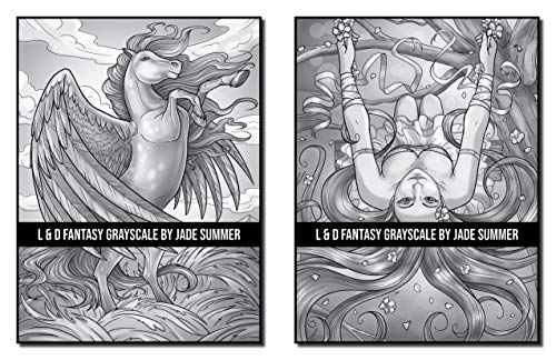 Light & Dark Fantasy: A Grayscale Coloring Book Collection with Beautiful Women, Magical Creatures, and Relaxing Fantasy Scenes (Grayscale Coloring Books)