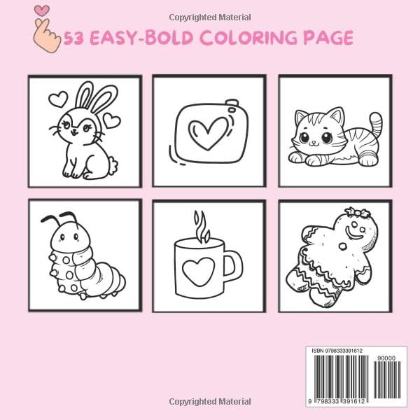 EASY CUTE & GROOVY: Bold Coloring Book for Teens, Adults and Kids, Simple and Big Designs for Relaxation Featuring Lovely Animals, Landscape, Flowers, Patterns, Cute Things And Many More.