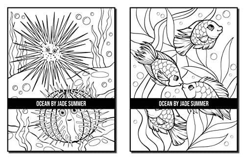 Ocean Coloring Book: For Adults with Cute Tropical Fish, Fun Sea Creatures, and Beautiful Underwater Scenes for Relaxation (Cute Animal Coloring Books)