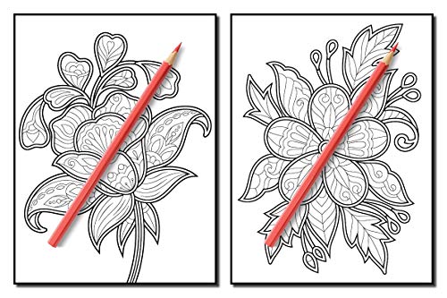 Adult Coloring Book: 50 Relaxing Flower Designs with Mandala Inspired Patterns for Stress Relief