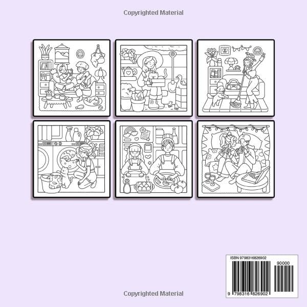 Cozy Moments: Adult Coloring Book with Cozy and Comfy Designs of Girls, Boys, Friends, and Family Moments for Relaxation and Stress Relief