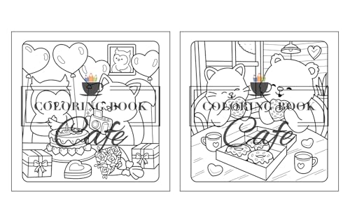Paws & Hearts: Coloring Book for Adults & Teens Featuring Cozy Love Scenes with Adorable Animal Characters