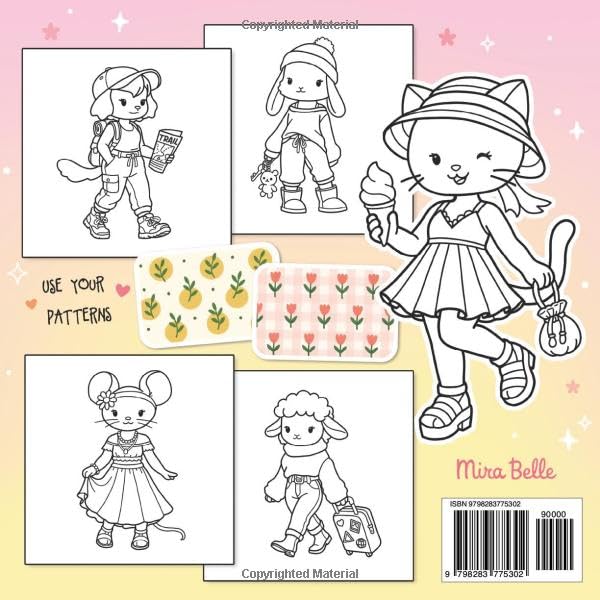Fuzzy Chic: Cute and Stylish Coloring Book for Adults and Teens Featuring Sweet Animal Girls in Cozy and Trendy Outfits - for Relaxation and Creative Self-Care