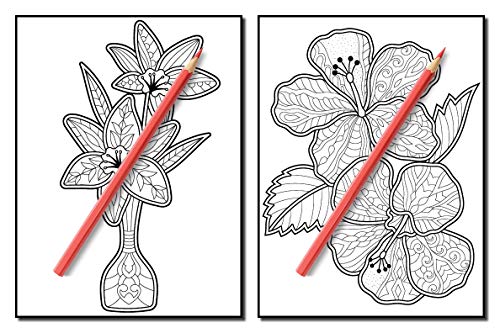 Adult Coloring Book: 50 Relaxing Flower Designs with Mandala Inspired Patterns for Stress Relief