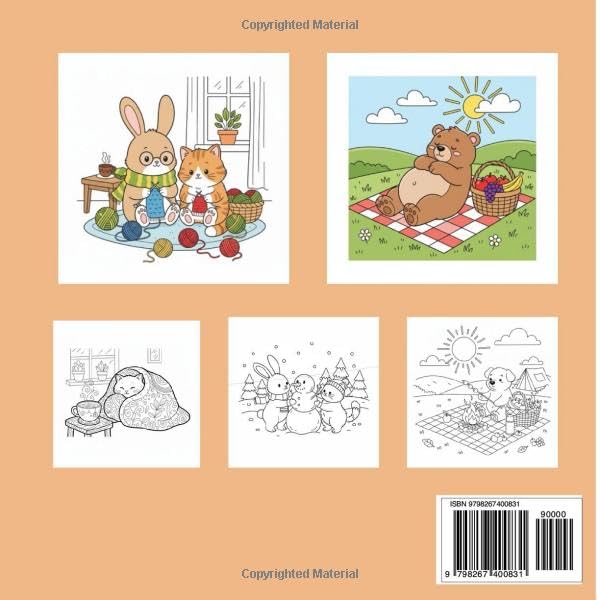 Fuzzy Hygge Coloring Book: Cozy & Whimsical Animal Designs for Stress Relief and Relaxation | Cute Coloring for Adults and Teens (Fuzzy Friends Series)