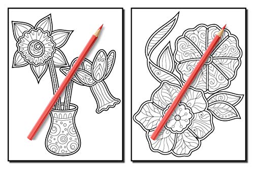 Adult Coloring Book: 50 Relaxing Flower Designs with Mandala Inspired Patterns for Stress Relief