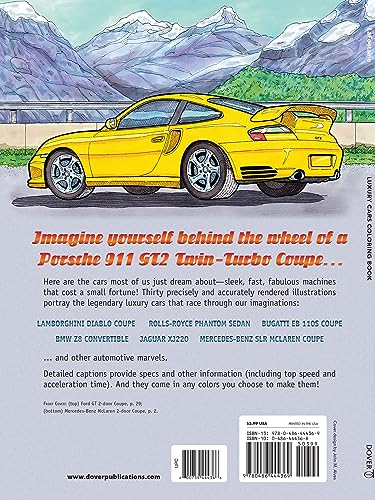 Luxury Cars Coloring Book (Dover Planes Trains Automobiles Coloring)