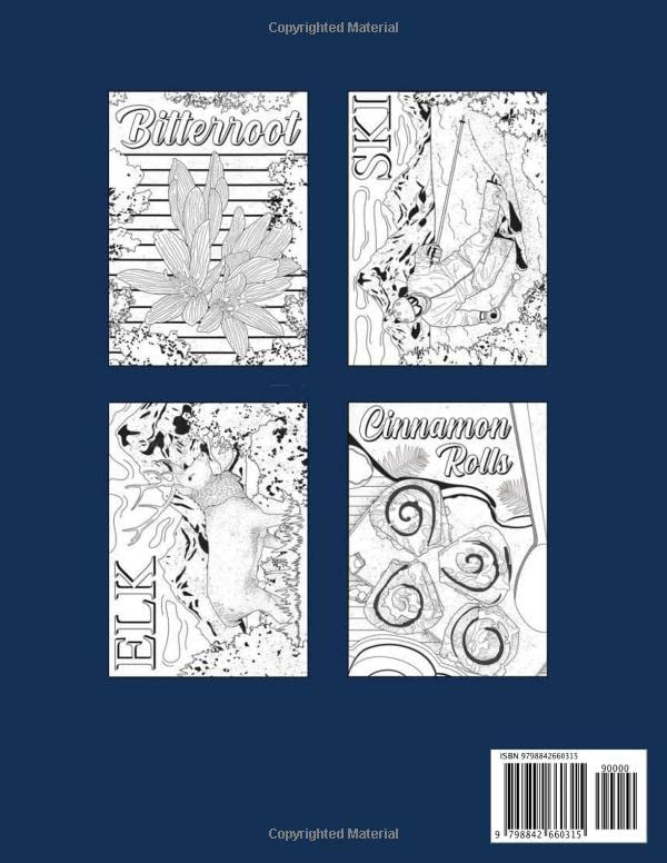 Montana Coloring Book: Adult Coloring Pages, Painting on USA States Landmarks and Iconic, Stress Relief Pictures, Gifts for Montana Tourist