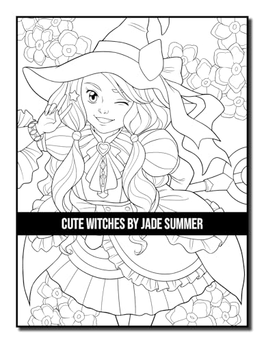 Cute Witches: An Adult Coloring Book with Adorable Gothic Scenes and Spooky Halloween Fun (Halloween Coloring Books)