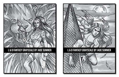Light & Dark Fantasy: A Grayscale Coloring Book Collection with Beautiful Women, Magical Creatures, and Relaxing Fantasy Scenes (Grayscale Coloring Books)
