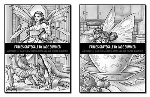 Fairies Grayscale: An Adult Coloring Book with Beautiful Fantasy Women, Cute Magical Animals, and Relaxing Forest Scenes (Grayscale Coloring Books)