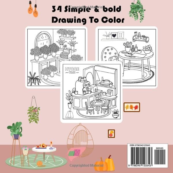 hygge place: Coloring Book with Bold & Easy Designs for Finding Relaxation and Embracing Cozy Moments Every Day