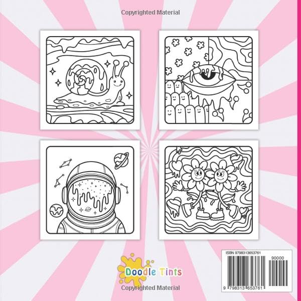 Trippy Groovy Coloring Book for Adults: Psychedelic Art, Mushroom, Alien & Van Designs | 40 Unique Pages for Stress Relief & Creativity