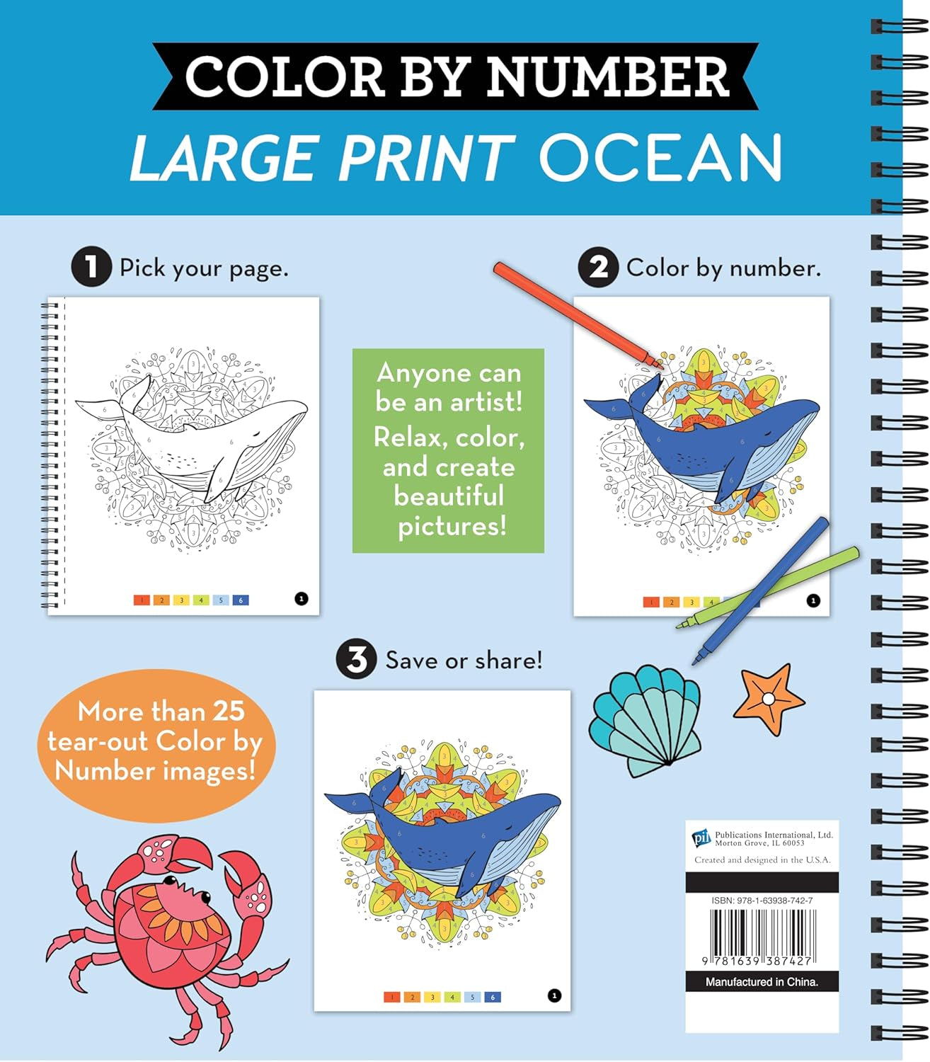 Brain Games - Color by Number - Large Print: Ocean