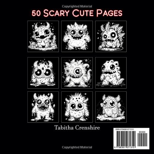 Midnight Monsters Black Background Coloring Book: Creepy Cute Monster Coloring Pages for Stress Relief and Relaxation (Midnight Black Background Coloring Books)