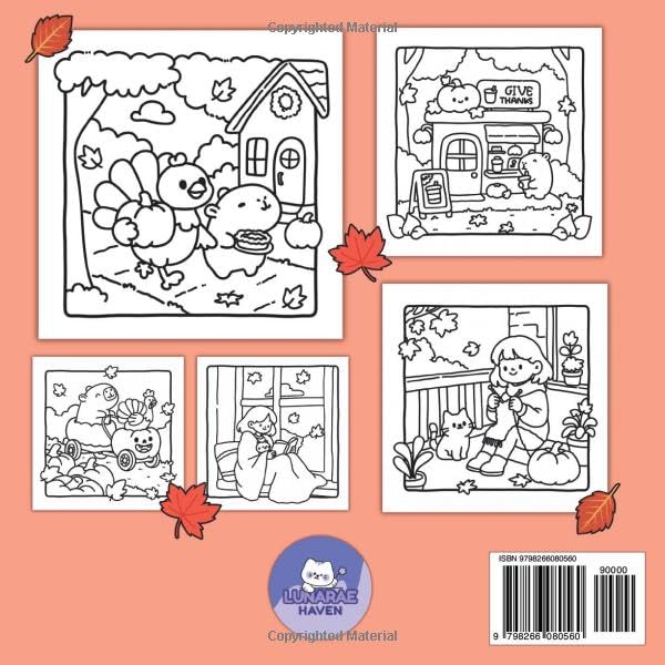 Fuzzy Fall Moments: Cute and Cozy Coloring Book for Adults & Teens Featuring Adorable Autumn Hygge Scenes for Stress Relief and Relaxation