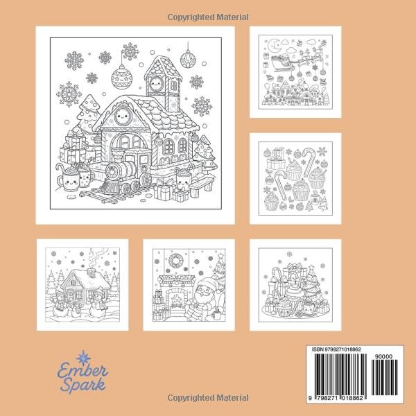Cozy Christmas Cute and Easy Adult Coloring Book: 40 Simple and Adorable Holiday Designs, Including Santa, Reindeer, Cozy Fireplaces, and Festive Treats for Easy Coloring.