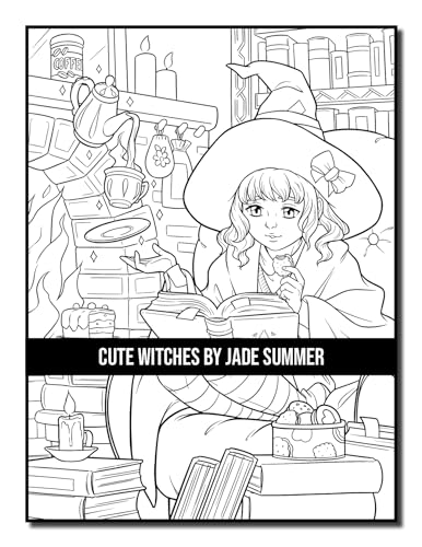 Cute Witches: An Adult Coloring Book with Adorable Gothic Scenes and Spooky Halloween Fun (Halloween Coloring Books)