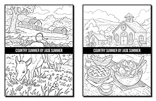 Country Summer: An Adult Coloring Book with 50 Detailed Images of Charming Country Scenes, Beautiful Rustic Landscapes, and Lovable Farm Animals (Country Coloring Books)