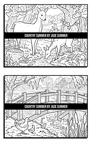 Country Summer: An Adult Coloring Book with 50 Detailed Images of Charming Country Scenes, Beautiful Rustic Landscapes, and Lovable Farm Animals (Country Coloring Books)
