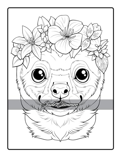 Flower Crown Animals: Coloring Book for Women and Teens with Adorable Animals and Beautiful Flowers for Stress Relief and Relaxation