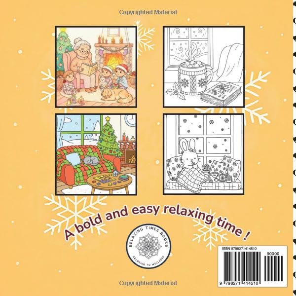 Fuzzy Hygge Christmas: Stress Free coloring book for adults and teens - with cozy festive holiday winter scenes including adorable cute animal ... coloring book with bold and easy designs