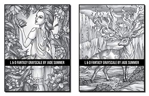Light & Dark Fantasy: A Grayscale Coloring Book Collection with Beautiful Women, Magical Creatures, and Relaxing Fantasy Scenes (Grayscale Coloring Books)