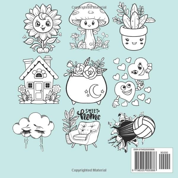 Cute & Groovy - Bold and Easy Coloring Book for Adults and Kids: Large Print, Simple and Big Designs for Relaxation Featuring Lovely Things