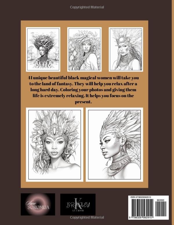 Magical Black Girls Coloring Book For Adults: Enchanting Unique Relaxation Illustrations For Stress Relief and Anxiety, Beautiful African American Womens
