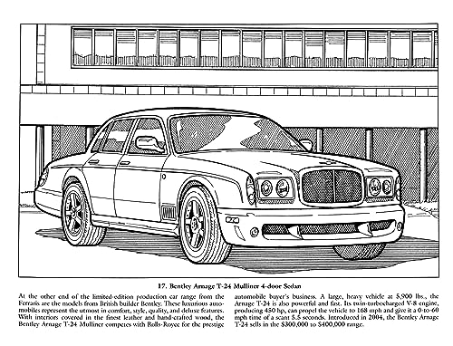 Luxury Cars Coloring Book (Dover Planes Trains Automobiles Coloring)
