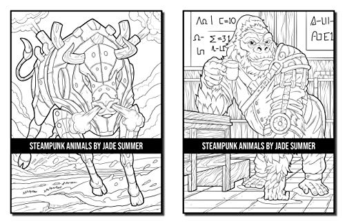 Steampunk Animals: An Adult Coloring Book with Dogs, Lions, Elephants, Owls, Monkeys, Wolves, and More!