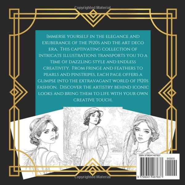 1920s Fashion Coloring Book: 40 stunning images of Art Deco era outfits for adults and teens (1920s Fashion Coloring Books)