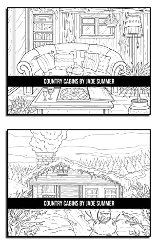 Country Cabins Coloring Book: For Adults with Rustic Cabins, Charming Interior Designs, Beautiful Landscapes, and Peaceful Nature Scenes (Country Coloring Books)