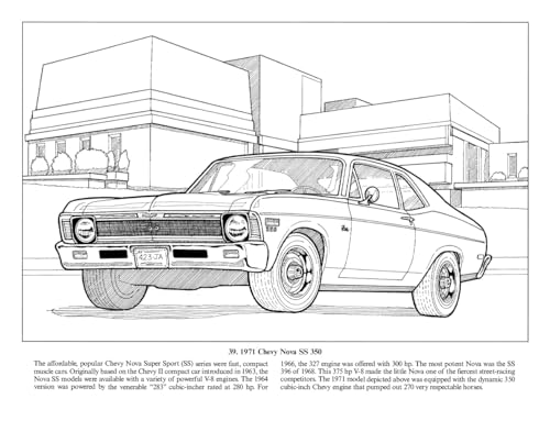 American Muscle Cars, 1960-1975 Coloring Book (Dover Planes Trains Automobiles Coloring)
