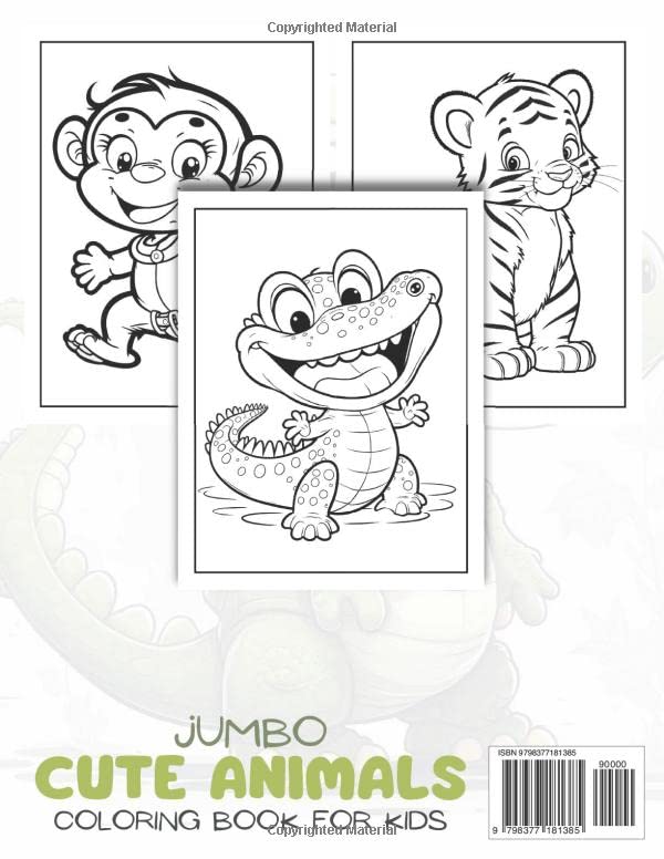 Jumbo Cute Animals Coloring Book for Kids (Cute Animal Coloring Books By Emma Carter)