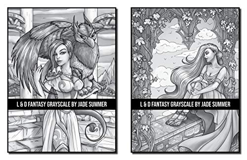 Light & Dark Fantasy: A Grayscale Coloring Book Collection with Beautiful Women, Magical Creatures, and Relaxing Fantasy Scenes (Grayscale Coloring Books)