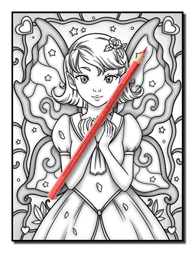 Kawaii Grayscale: An Adult Coloring Book with Beautiful Anime Portraits, Mythical Creatures, and Fantasy Scenes