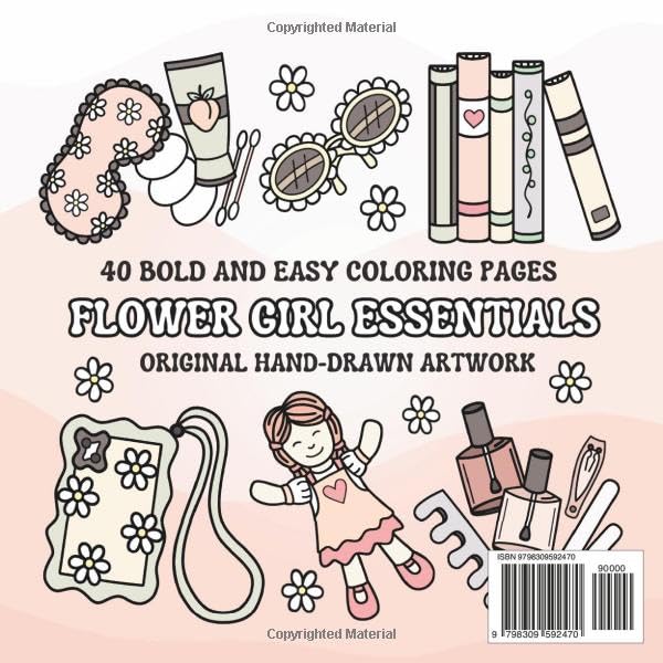 Flower Girl Coloring Book: Bold and Easy to Color, Simple and Big Designs, Cute and Girly Boho Wedding Theme with Adorable Hand-Drawn Daisy Artwork.