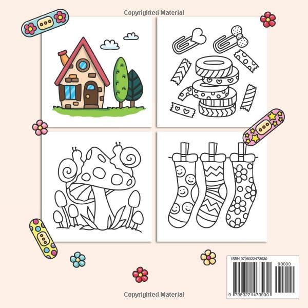 Bold & Easy Coloring Book for Adults and Kids: Cute and Simple Designs of Various Objects with Thick Lines