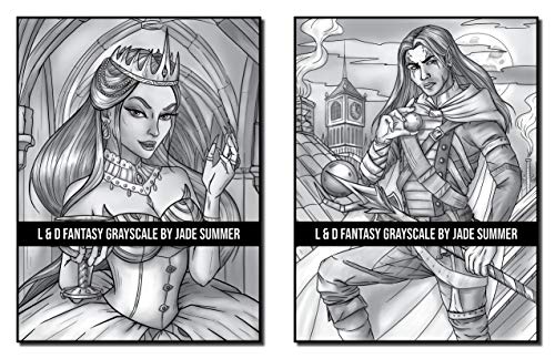 Light & Dark Fantasy: A Grayscale Coloring Book Collection with Beautiful Women, Magical Creatures, and Relaxing Fantasy Scenes (Grayscale Coloring Books)