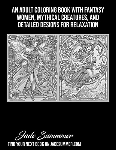 Art Nouveau Grayscale: An Adult Coloring Book with Fantasy Women, Mythical Creatures, and Detailed Designs for Relaxation (Grayscale Coloring Books)