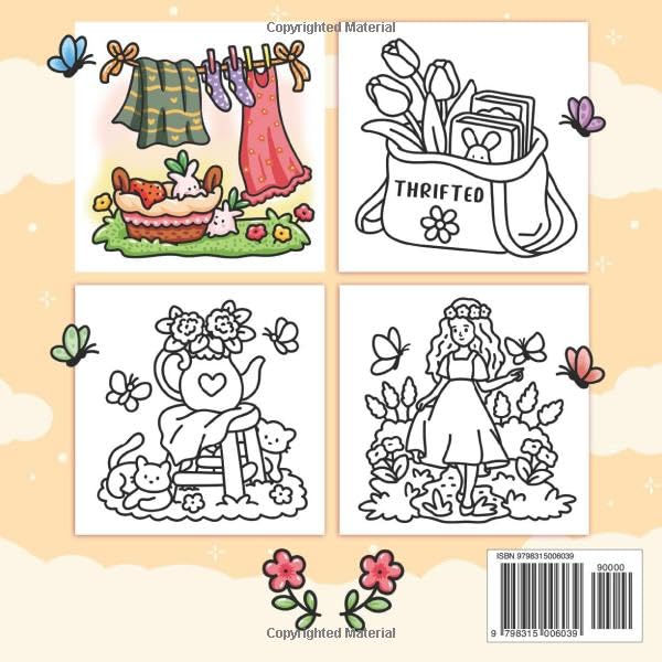 Cozy Girl Spring Coloring Book: Bold and Easy Designs for Adults and Teens. Simple, Cute Illustrations with Thick Lines (Cozy Girl Series)