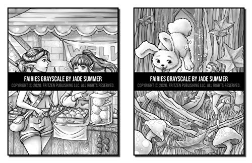 Fairies Grayscale: An Adult Coloring Book with Beautiful Fantasy Women, Cute Magical Animals, and Relaxing Forest Scenes (Grayscale Coloring Books)