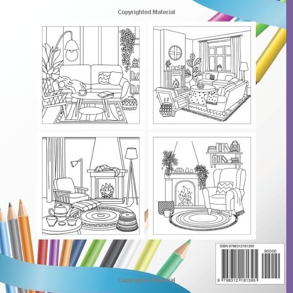 Cozy Hygge: Cute and Cozy Coloring Book for Adults & Teens Featuring Cozy, Fuzzy, Hygge Places for Stress Relief (Hygge Coloring)