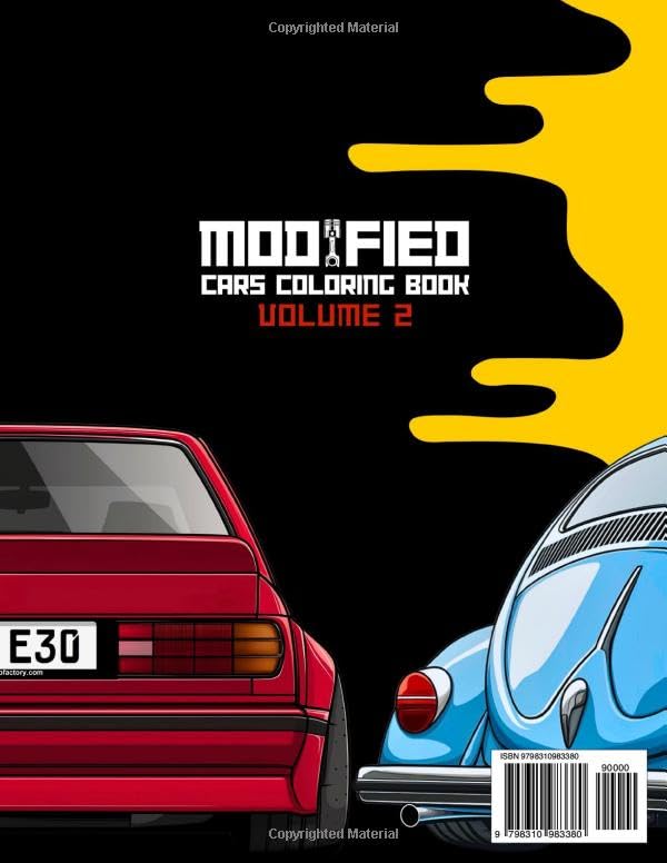 Modified Cars Coloring Book Volume 2: JDM, Retro & Sport Car Illustrations for Adults and Kids (Car Coloring Books)