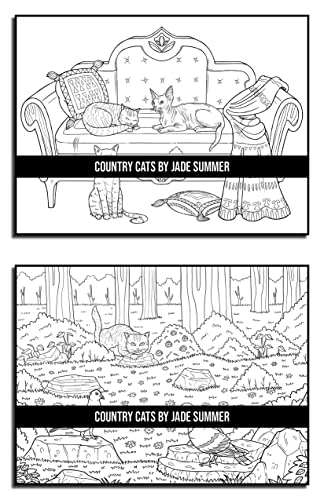 Country Cats Coloring Book: For Adults with Adorable Cats and Relaxing Nature Scenes (Country Coloring Books)