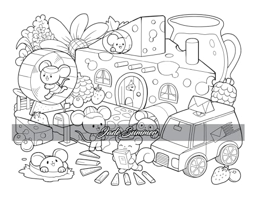 Kawaii Town: Coloring Book with Cute Animals, Tiny Buildings, and Playful Scenes for Stress Relief and Relaxation