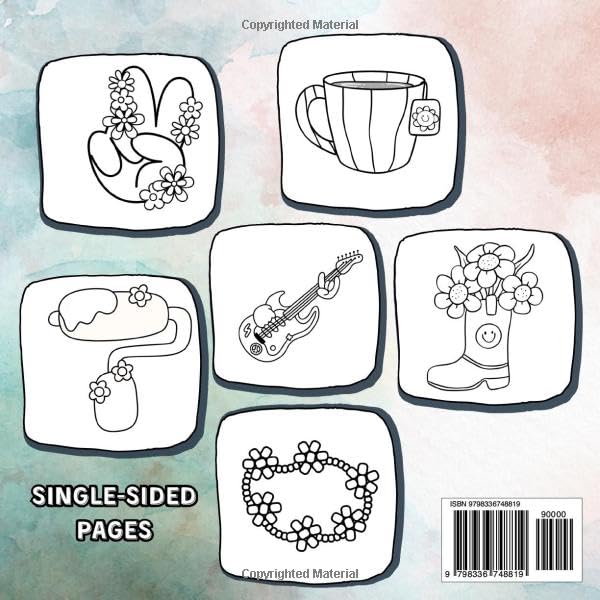 Cute and Groovy Coloring Book: Bold and Easy Designs For Adults and Kids, Simple and Big Print for Relaxation Featuring Lovely Things (Simple Coloring)