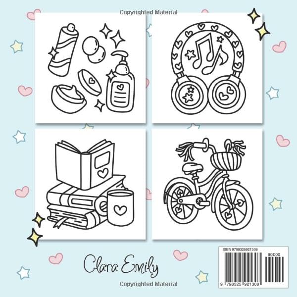 Girls Slumber Party Coloring Book: Bold and Easy Designs for Adults, Teens, and Kids. Simple, Cute Illustrations with Thick Lines